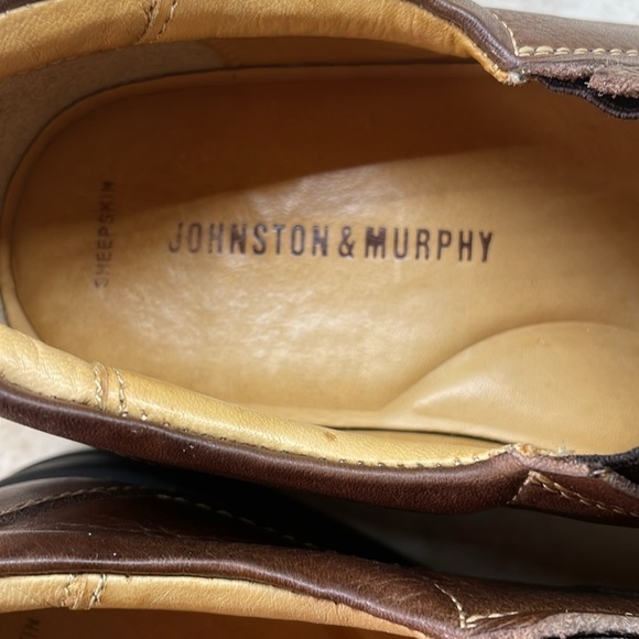 Johnston& Murphy Loafers Leather Sheepskin Lining Casual Slip-On Brown Size 8M - Picture 12 of 16